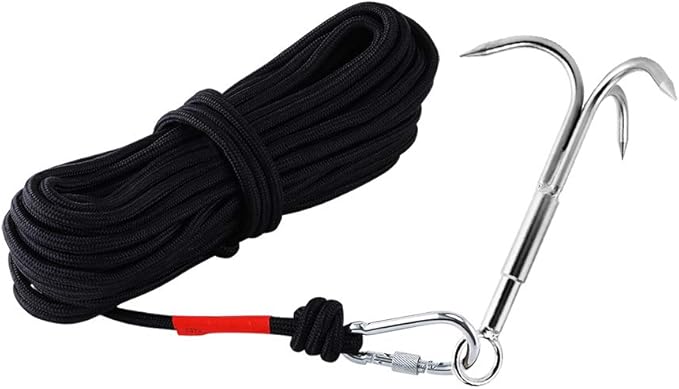 MHDMAG Grappling Hook with 3-Claw Stainless Steel,3 Claw Climbing Carabiner Hook for Retrieving,Outdoor Hiking,Tree Limb R...