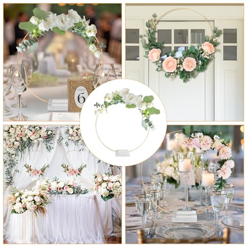 GUDELAK 24 PCS 12 Inch Floral Hoop Centerpiece Table Decorations, Metal Gold Centerpieces for Table with Acrylic Base, Wed...