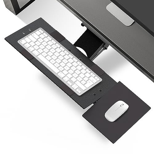 KT1 Ergonomic Keyboard Tray Under Desk - Under Desk Keyboard Tray Slide Out with Adjustable Height and Tilt - Easy to Slid...