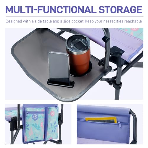 EVER ADVANCED Portable 30.7" Seat Height Tall Folding Chair Directors Chair High Foldable Bar Stool with Side Table for Ma...