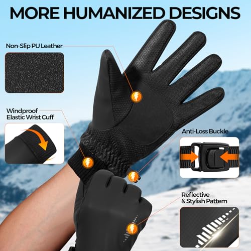 RIVMOUNT Winter Gloves 3M Warm Cold Weather Ski Snow for Men Women, Thermal Waterproof Touchscreen Windproof, Suitable for...