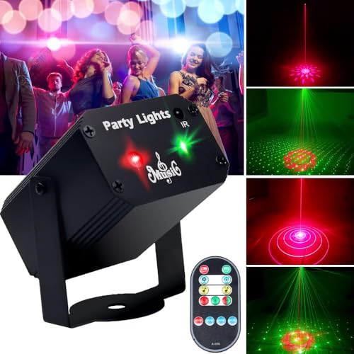 KOOT Party Lights Dj Disco Light with Pattern Projection and Sound Activated, Strobe Stage Lighting for Parties Indoor Dance Birthday Rave Bar Karaoke Christmas Wedding Show Club