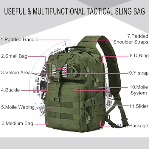 HAOMUK Tactical Sling Bag Pack Military Rover Shoulder Sling Backpack EDC Molle Assault Range Bag