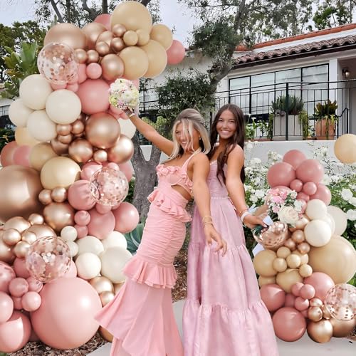 Dusty Pink Balloon Arch Kit, 143Pcs Boho Blush Pink Sand White Nude Rose Gold Balloons Garland Arch Kit Confetti Balloons ...