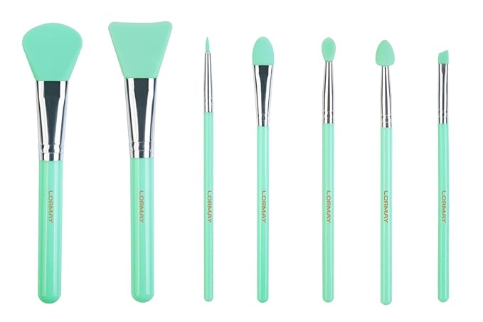 LORMAY 7 Pcs Silicone Brush Applicator Kit for UV Resin Epoxy Art Crafting and Cream Makeup Products (Mint Green)