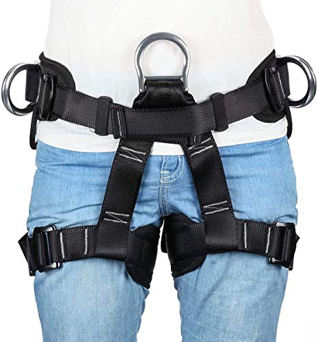HandAcc Climbing belts, Thicken Professional Safety Belt with Magnesium Alloy Connection Ring, Outdoor Momentum Belt for R...