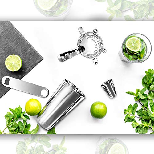 NutriChef Mixology Bartender Cocktail Shaker Set - Includes 15 & 30 oz Stainless Steel Shakers, 6 Bottle Pourers & More | ...