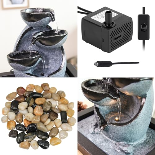 Indoor Tabletop Water Fountain, Resin Zen Meditation Waterfall Fountain with ON/Off Switch, Indoor Waterfall Feature with ...