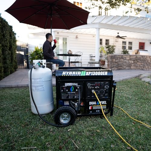 DuroMax XP13000EH 13,000-Watt Dual Fuel Portable Generator - Gas & Propane, Electric Start, Whole Home Backup Power, Trans...