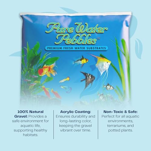 Pure Water Pebbles Midnight Glo Aquarium Gravel - 5 lbs - Non-Toxic, Colorfast, Vibrant Substrate for Aquariums, Terrarium...