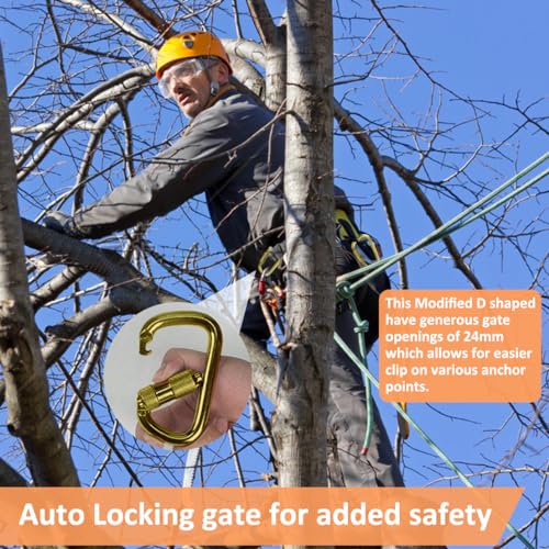 DEKABR Carabiner Heavy Duty, 45KN Twist Lock Steel Auto Locking Climbing Carabiner for Rock and Tree Climbing, Camping, Ra...