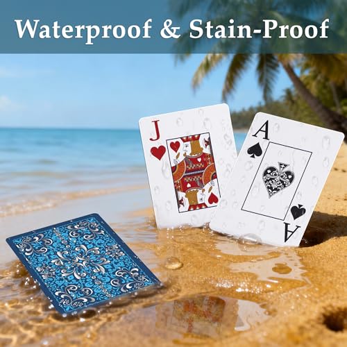 Playing Cards 12 Pack, Plastic Playing Cards Waterproof, Deck of Cards Bulk, Large Print Playing Card for Seniors Adults, ...