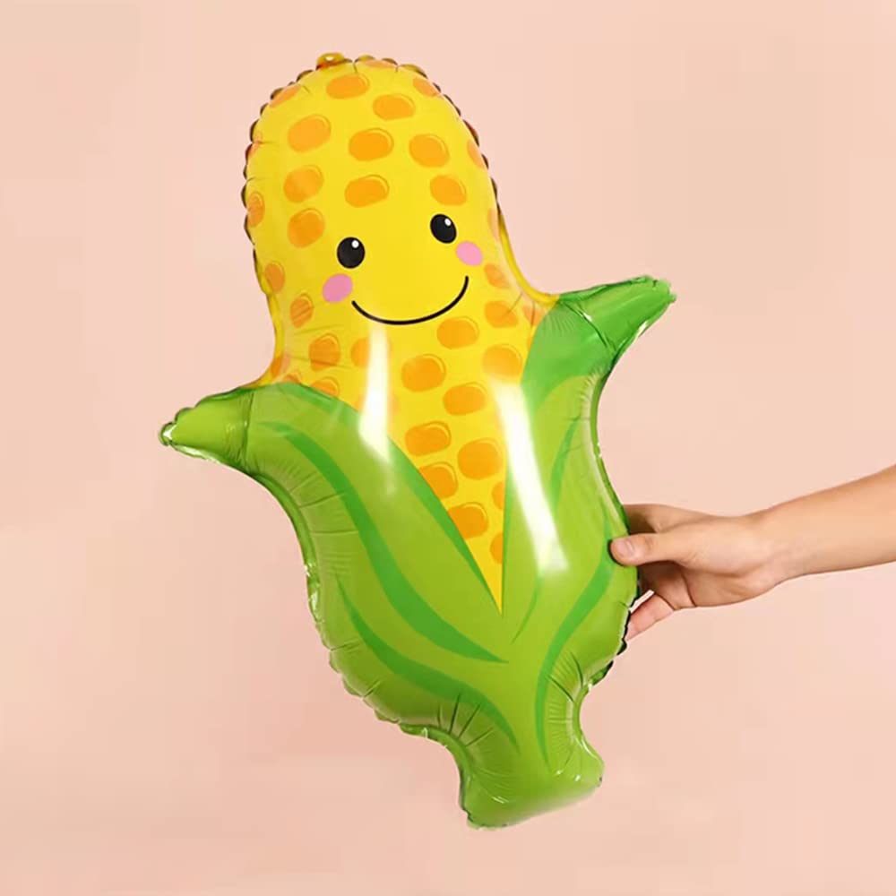 HORUIUS Corn Balloons Vegetables Foil Mylar Balloons for Baby Shower Corn Themed Party Birthday Decoration Supplies 28 inch 5PCS