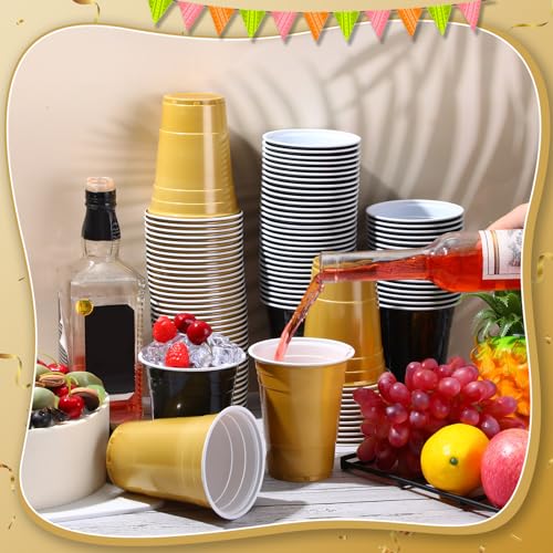 Lounsweer 100 Pack 16 Ounce Plastic Party Cups Heavy Duty Drinking Water Cups for Valentine Carnival St. Patrick's Day Hol...