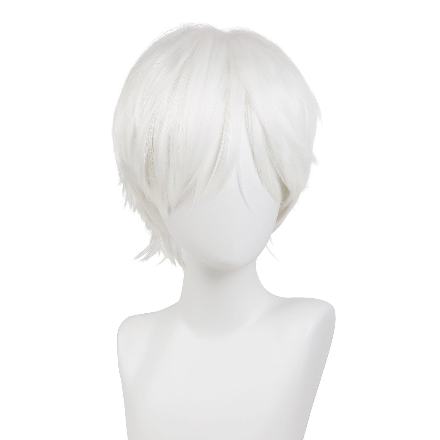 GNIMEGIL Short White Gojo Cosplay Wigs Unisex Spiky Layered Anime Cosplay Wigs Fluffy Fashion White Zero Two For Men Killua Wig