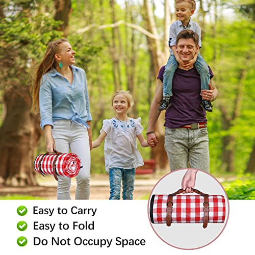 RealPero Extra Large Picnic Blanket Waterproof Camping Mat Rug with PU Carrier Soft Lightweight Portable Outdoor Mat for T...