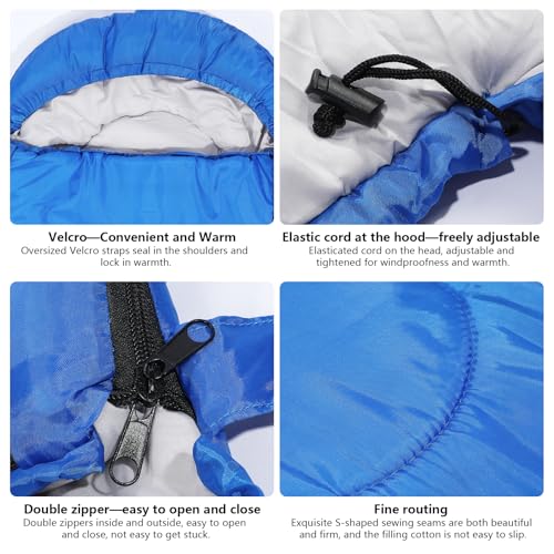 Sleeping Bags, Lightweight Camping Sleeping Bag for Adults, Kids, Hiking, Outdoor, Travel, Cold Weather & Warm