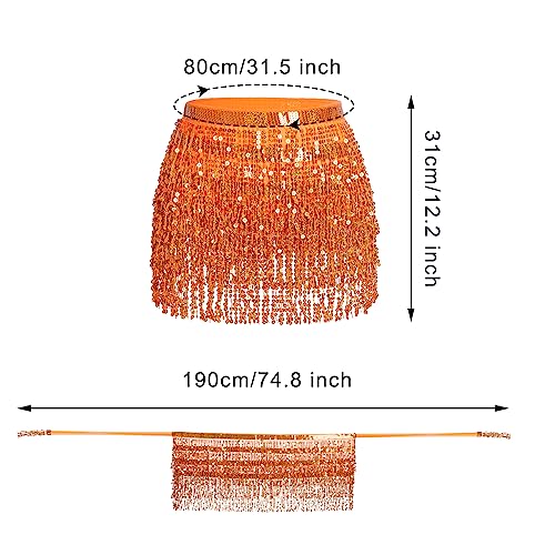 Belly Dance Hip Scarf Sequin Tassel Skirt Wrap Sparkly Rave Costume for Women