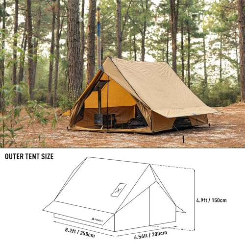 POMOLY Camping Hot Tent Cabin Tent, Chalet 70 Series Portable Wall Tents with Stove Jack and Two Poles for 2-3 Person Hiki...