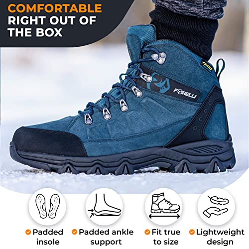 Foxelli Men’s Hiking Boots – Waterproof Breathable & Lightweight Suede Leather Hiking Boots for Men