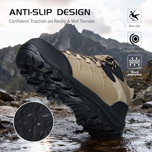 MENYBAN Waterproof Hiking Shoes Men Non-Slip Grip Ankle Support, Fashion Sneakers Tennis Walking Shoes Durable Comfort for...