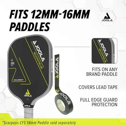 JOOLA Pickleball Paddle Edge Tape - Protects Edge Guard & Covers Lead Tape for Paddles - Fits Any Brand & Most Sizes of Pickleball Rackets - 5 Meter Extra Long Roll for 6 Racquettes
