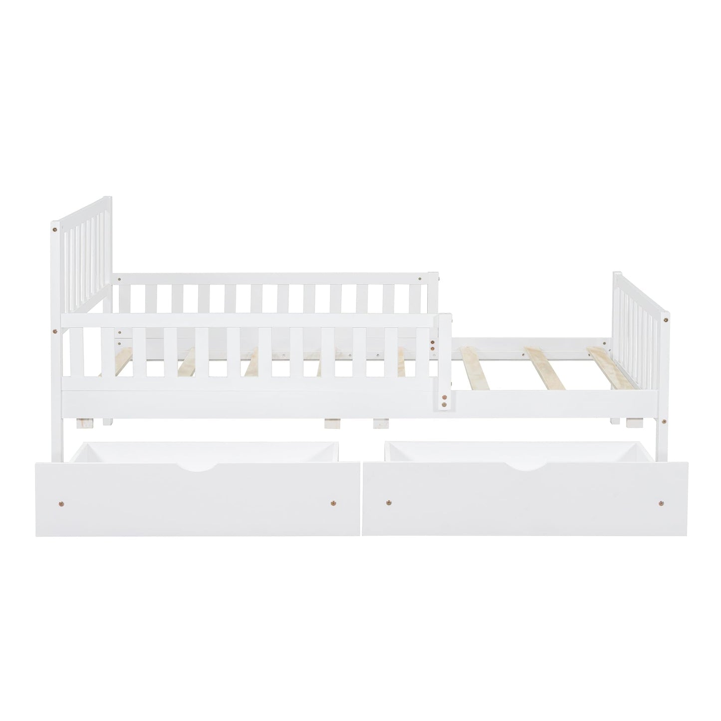 Bellemave Twin Bed Frames with Storage Drawers for Kids, Twin Bed with Rails, Twin beds Frame for Boys/Girls/Adults, White