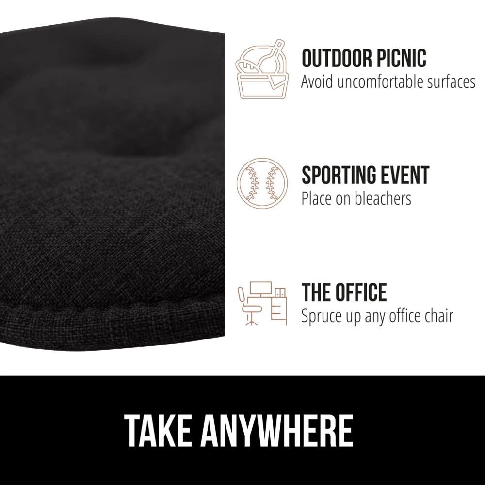 GORILLA GRIP Slip Resistant Tufted Chair Cushions, No Ties Required, Set of 6 Memory Foam Pads for Dining Room Kitchen Table, Office, Rocking Chairs, Plush Seat Cushion Pad, Home Decor, 16x17, Black