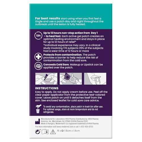 Mederma Cold Sore Discreet Patch - Hydrocolloid Gel for Redness & Swelling, Conceals Cold Sores (30 Patches)