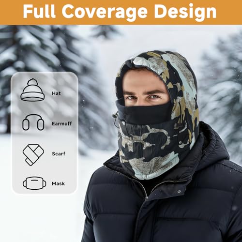 Balaclava Ski Mask for Men, Lining Windproof Ski Face Mask for Women, Adjustable Winter Cold Weather Face Cover