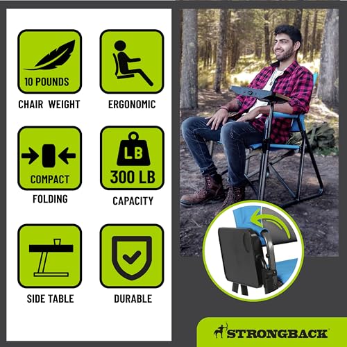 STRONGBACK Outdoor Chair Director Portable Camping Chair with Lumbar Support - Cupholder &Pocket Included - Heavy-Duty Fol...
