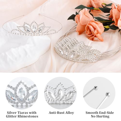 Tihebax Tiaras Crowns for Women Girls 8 Pcs Silver Princess Tiaras Rhinestones Bulk Crown Tiara Headbands Rapunzel Crown f...