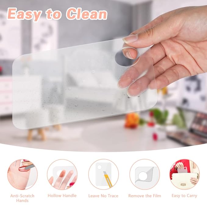 Acrylic Cosmetic Makeup Palette, Mixing Tray with Makeup Spatula&Leather Case, Professional Cosmetic Mixing Palette for Beauty Salon Mixing Eye Shadow/Lipsticks/Nail Art/Foundation