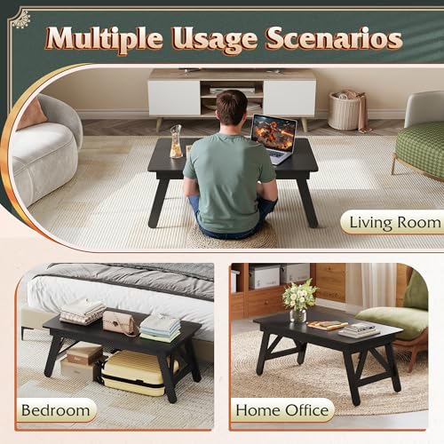 WLIVE Folding Coffee Table, Modern Portable Small Coffee Table with No Assembly Needed for Living Room, Home, Small Space,...