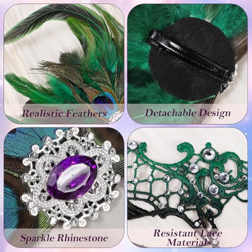BEARAE Masquerade Mask for Women, Feather Lace Mardi Gras Mask, Peacock Venetian Costume Masks for Womens Masquerade Party