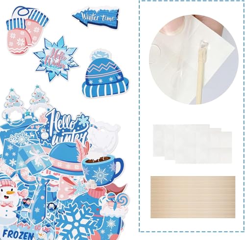 30PCS Snowflake Photo Booth Props - Snowflake Games for Party Supplies, Winter Photo Booth Props, Holiday and Winter Wonde...