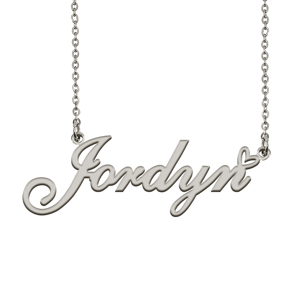 HUAN XUN Initial Name Necklaces Silver for Women Jordyn Necklace Heart Pendant Jewelry for Christmas