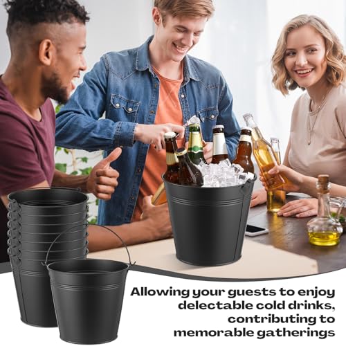 Didaey 24 Pcs Metal Beer Bucket Bulk Ice Bucket Ice Pails with Handle Champagne Soda Party Beverage Chiller for Summer Pic...