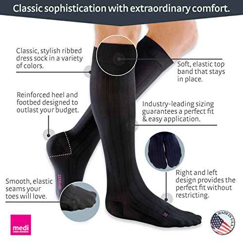 mediven for Men Classic, 20-30 mmHg ? Calf High Compression Stockings, Closed Toe Leg Circulation for Men, Compression Dress Socks, Leg Support Compression Coverage, Extra Wide