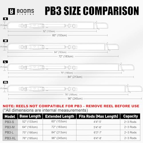 Booms Fishing PB3 6.3ft~7ft Expandable Fishing Rod Carry Case (Rod-Only, No Reel Space) – Portable Foldable Rod Bag with P...