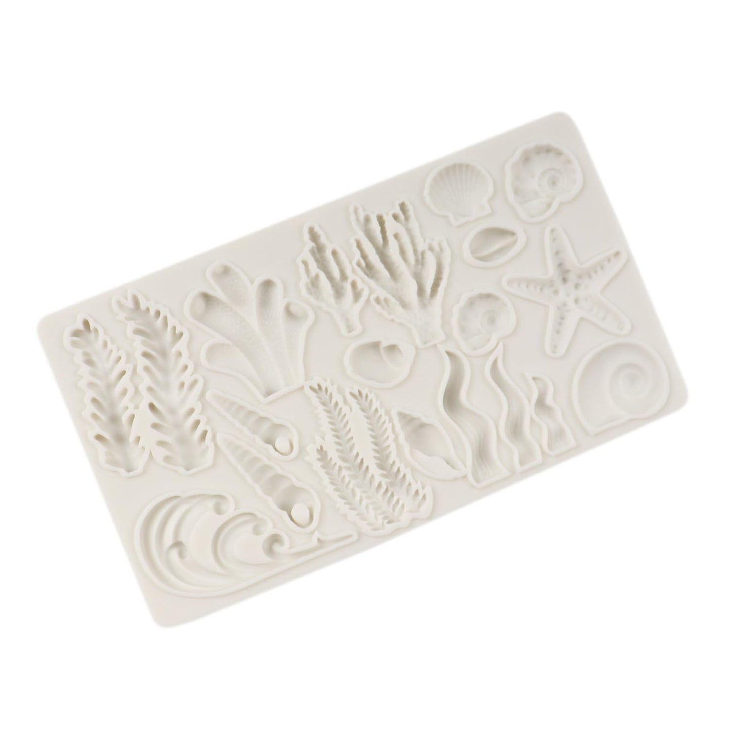QDMOLDS Marine Theme Fondant Molds Seashell Conch Starfish Seaweed Coral Silicone Mold For Cake Decoration Cupcake Topper Sugar Craft Chocolate Candy Gum Paste Polymer Clay