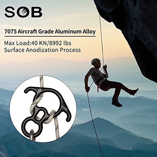 SOB 40KN Rescue Figure 8 Descender Belay Rappel Equipment Belay Rock Climbing Rigging Plate 7075 Aluminum Alloy for Climbi...