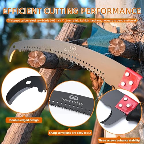 Grefinity Pole Saws for Tree Trimming, 27 FT Manual tree purner with 8 Fiberglass Handles, Sharp steel Blade, Easy to Carr...