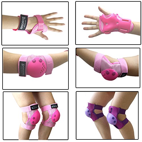BOSONER Kids/Youth Knee Pads Elbow Pads Wrist Guards Set for 3-15 Years, Child Protective Gear Set for Roller Skates, Cycl...