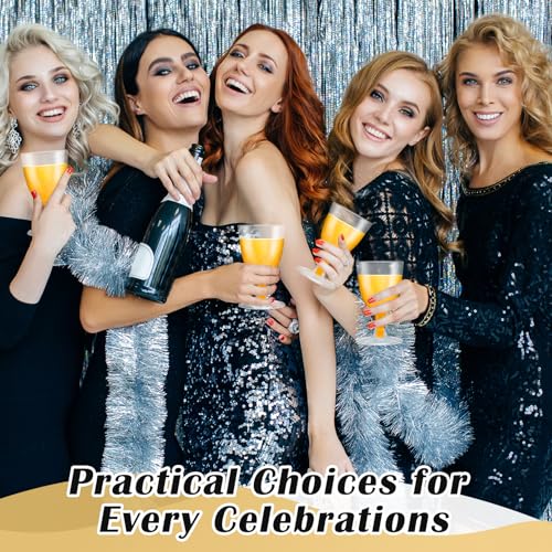 Vyndicca 48 PCS Disposable Plastic Wine Glasses,Clear Stackable Plastic Goblets,Hard Party Wine Cups with Stem for Wedding...