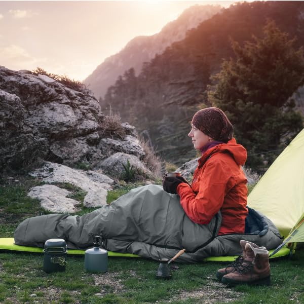 Mummy Sleeping Bag - Adult Cold Weather Sleeping Bag Rated to 25°F - Waterproof with Drawstring Hood - Camping Equipment b...