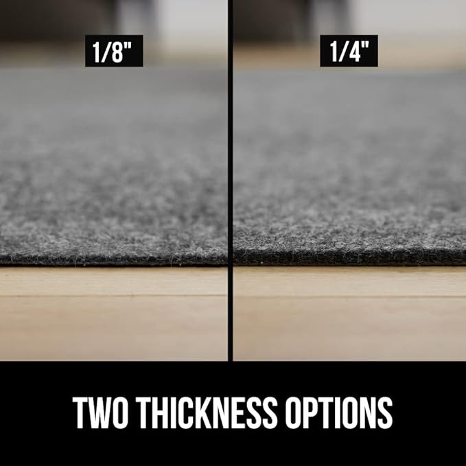 GORILLA GRIP Felt and Natural Rubber Stay in Place Slip Resistant Rug Pad, 1/8in Thick, 7x10 FT Protective Padding Under Area Rugs, Cushioned Gripper Pads, Carpet Runners, Hardwood Floors Protection
