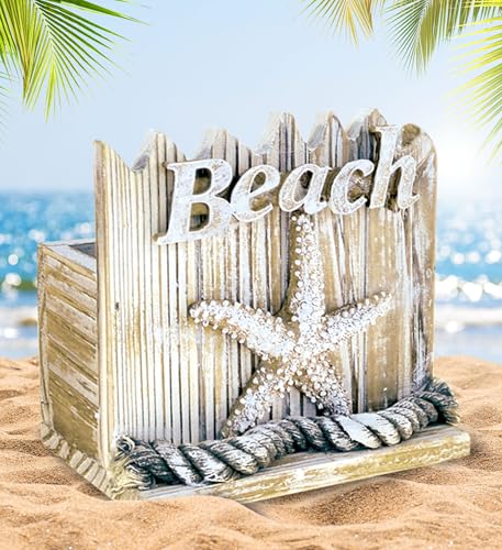 Puzzled Wooden “Baja Beach” Starfish Coaster with Holder,4.6 Inch Intricate & Meticulous Wood Art Handcrafted Drinkware Co...