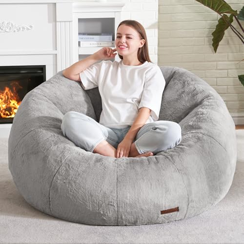 Hobestluk Bean Bag Chairs Large Bean Bag Couch for Adults Stuffed Sofa Chair Comfy Giant Bean Bag Chair with Spacious Desi...
