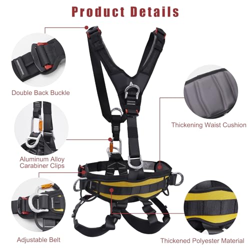 SOB Full Body Climbing Harness Can Be Inverted Thicken Widen Protect Waist Safety Harness Tree Work Rock Climbing Mountain...